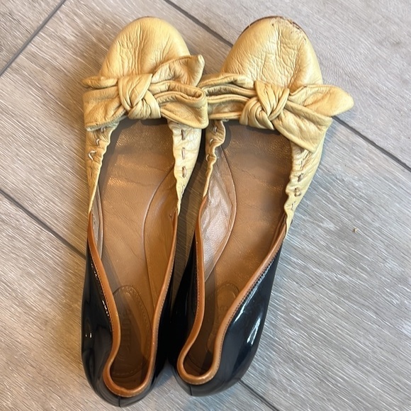 CHLOE Authentic Leather Two Tone Bow Ballerina Slippers Size 37.5 / 6.5 - Picture 10 of 12